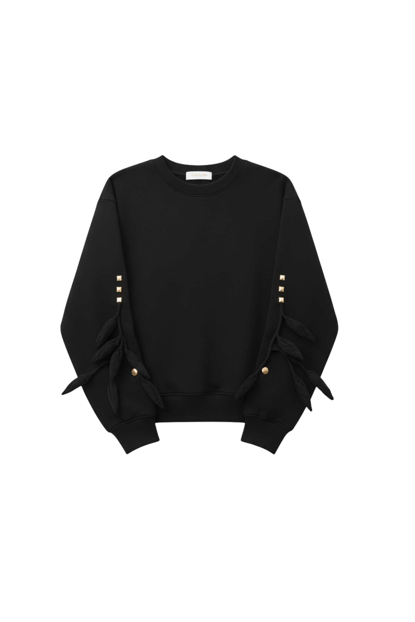 Loulou The Brand Leaf-Detail Sweatshirt In Black Knit