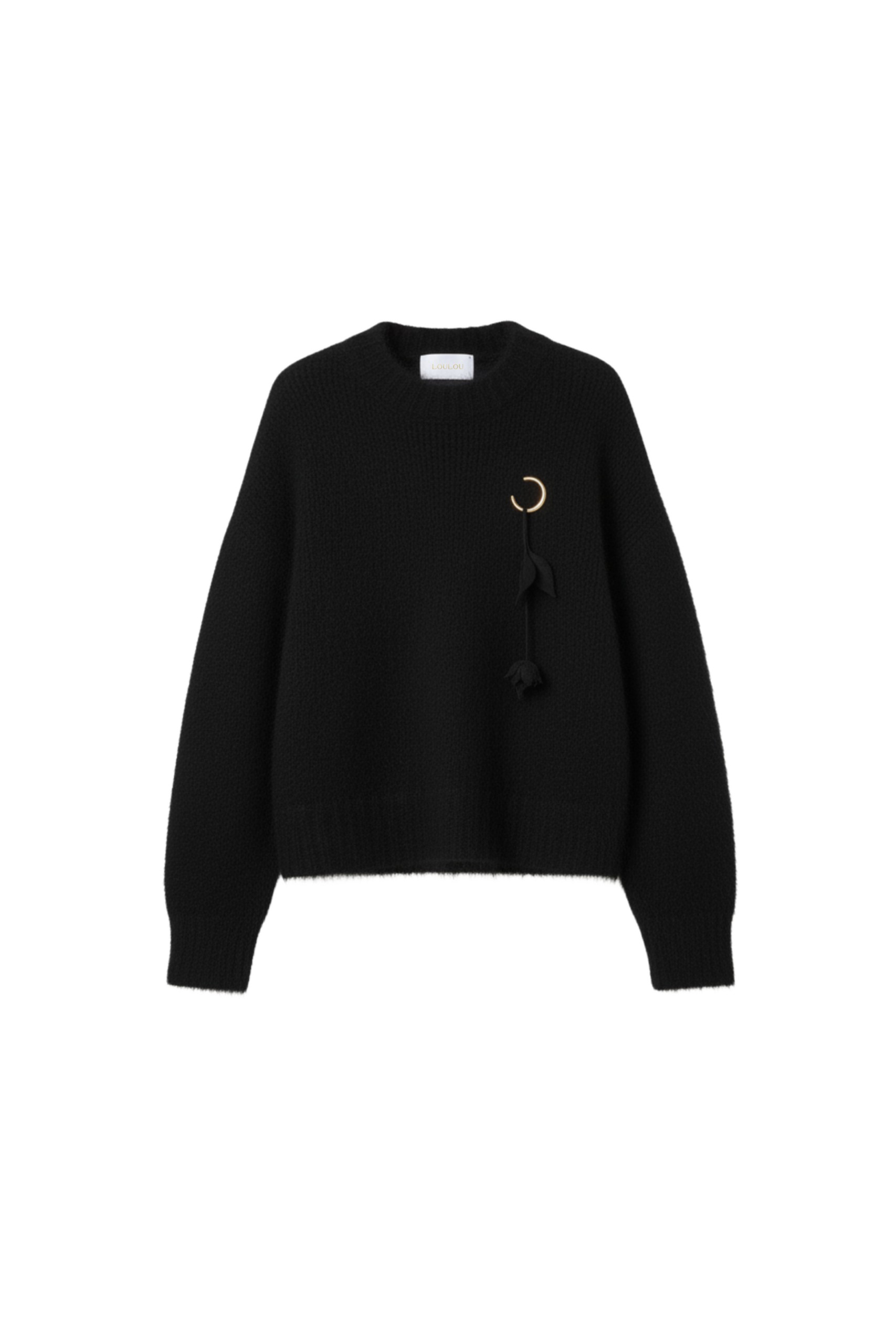 Loulou The Brand Mohair-Blend Sweater With Floral Pendant In Black