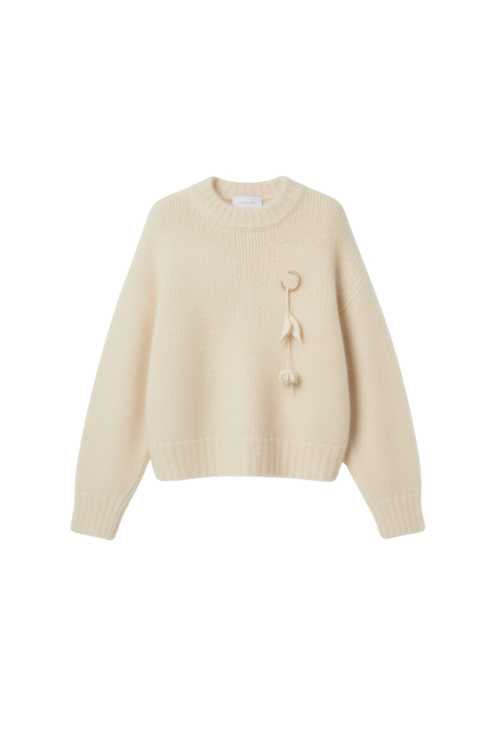 Loulou The Brand Mohair-Blend Sweater With Floral Pendant In Ivory