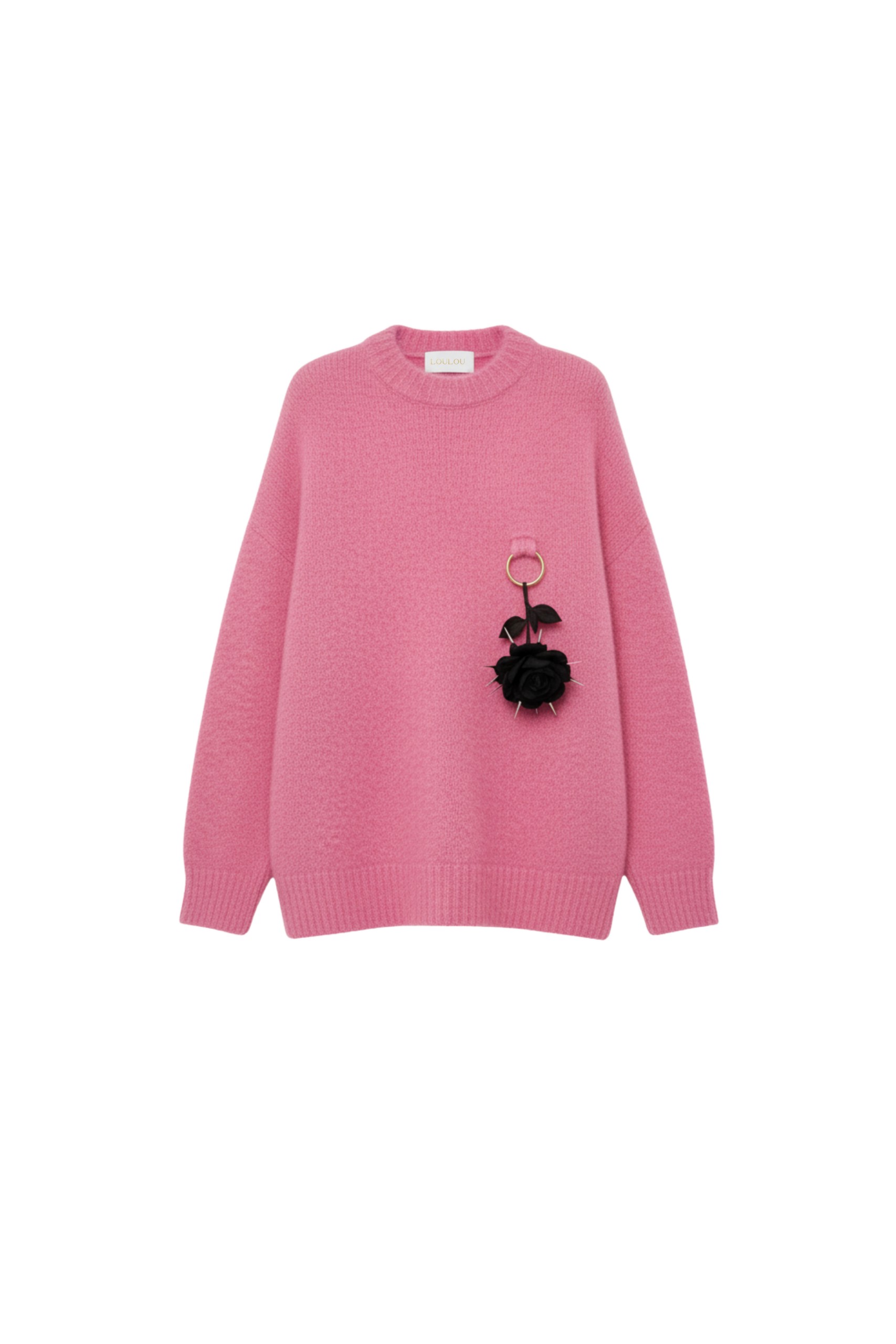 Loulou The Brand Mohair-Blend Sweater With Floral Pendant In Pink