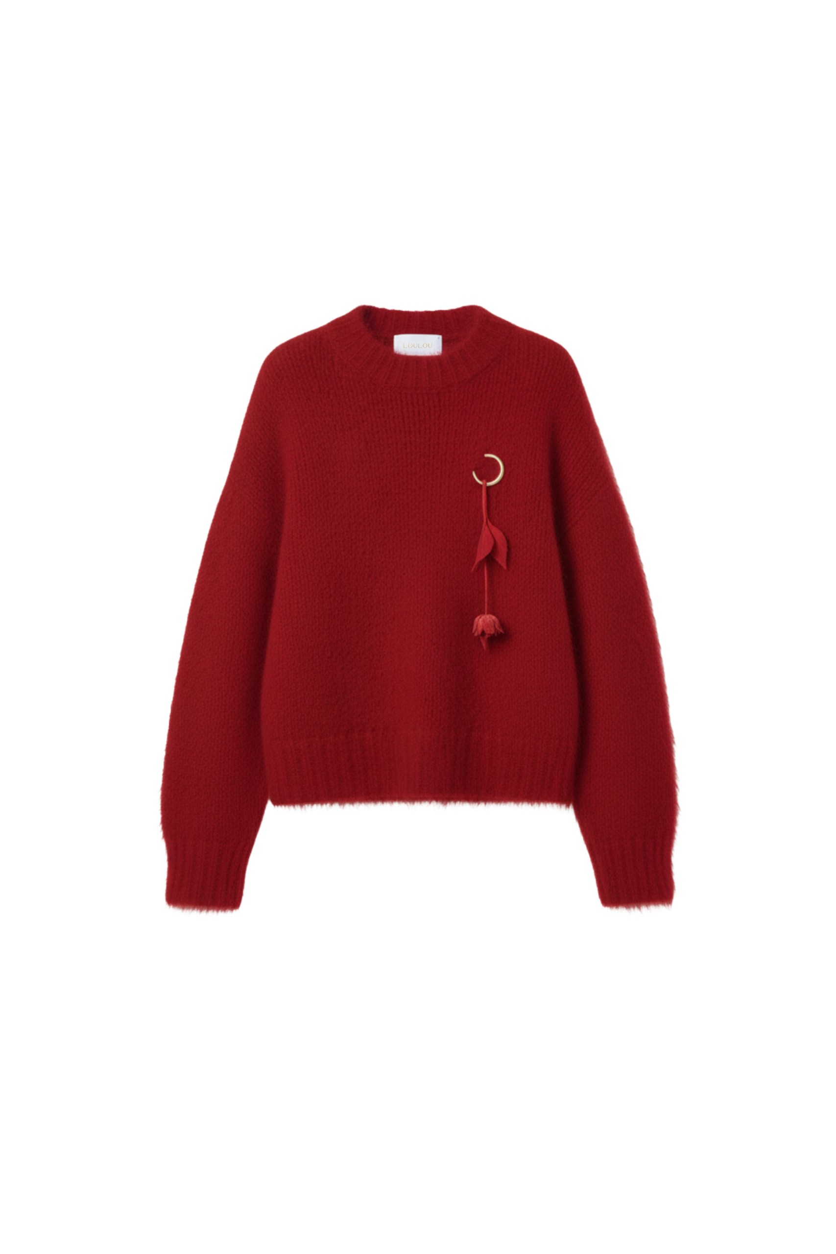 Loulou The Brand Mohair-Blend Sweater With Floral Pendant In Red