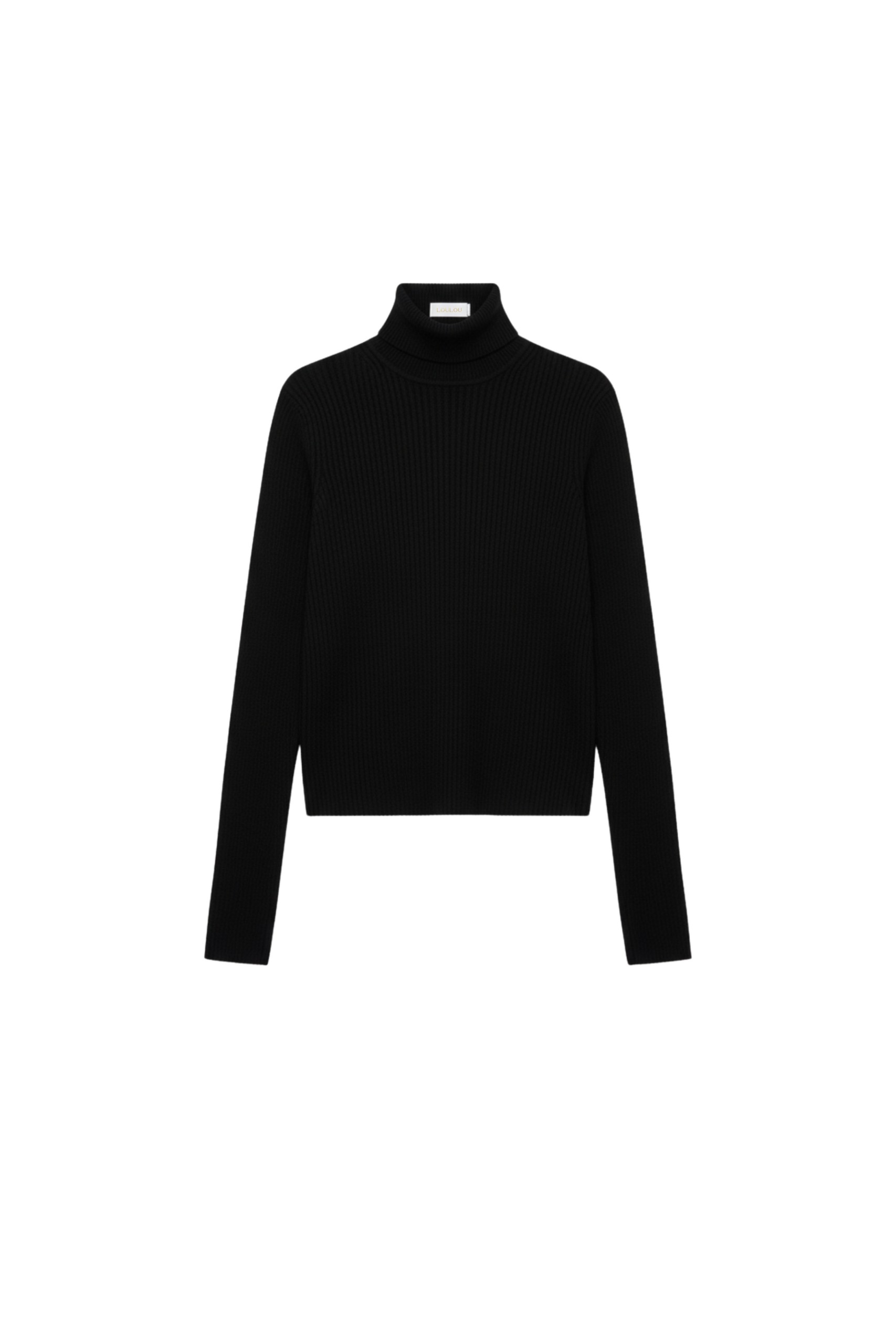 Loulou The Brand Ribbed Wool Turtleneck In Black Knit