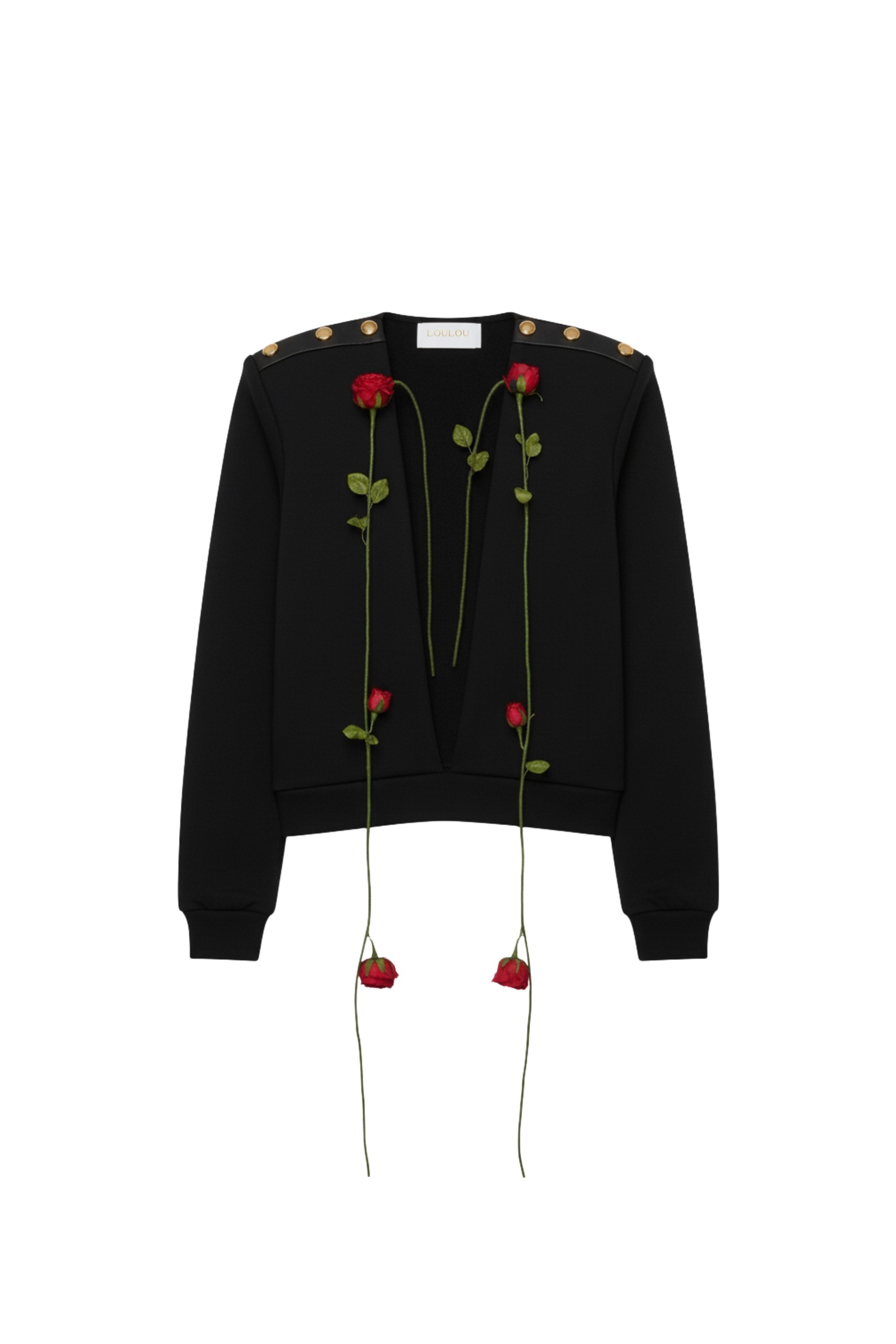 Loulou The Brand Rose-Embellished Sweatshirt In Black Knit