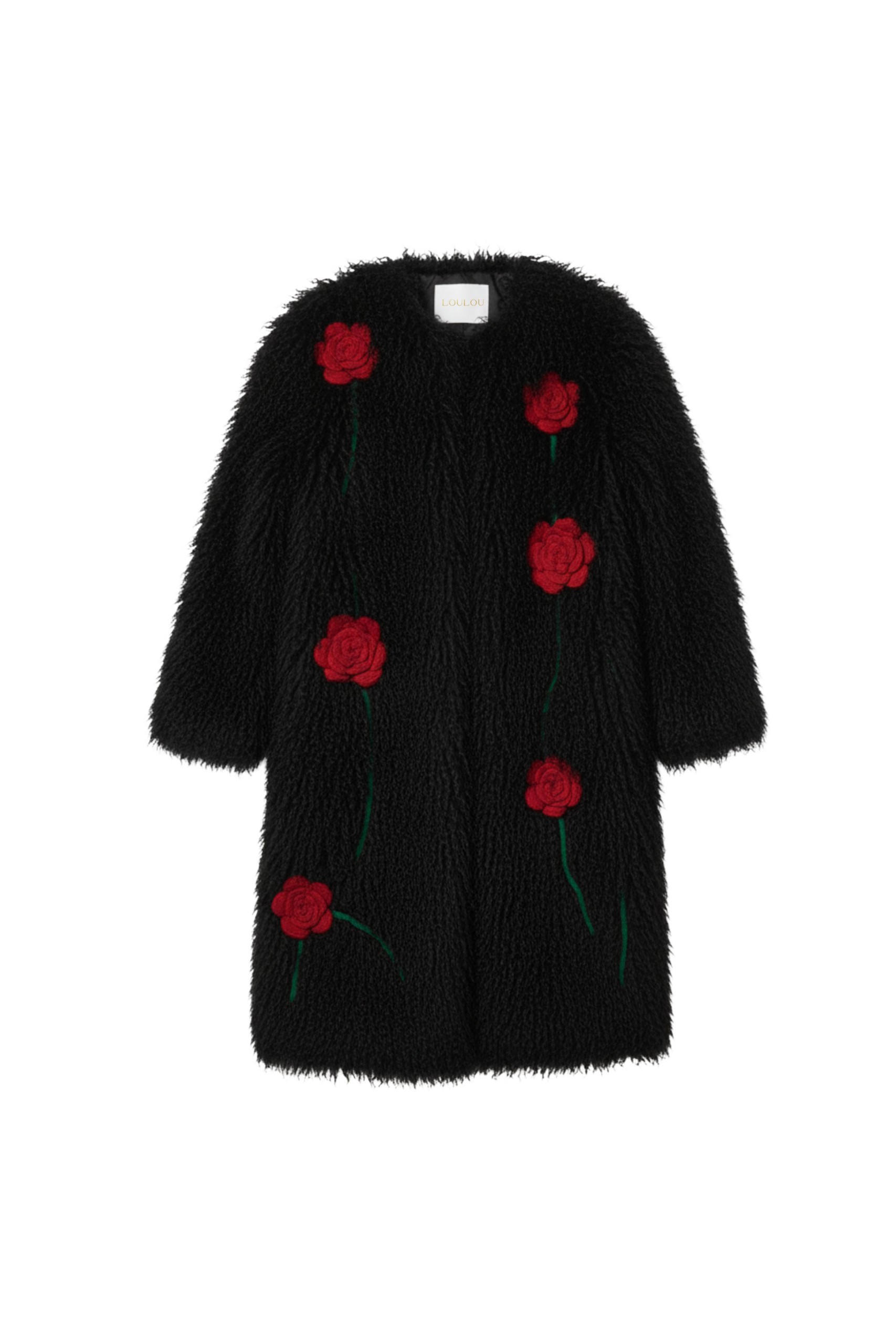 Loulou The Brand Shearling Coat In Black
