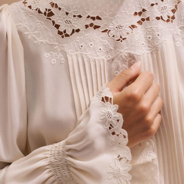 Me and Em Embroidered Top
Matte Silk + Lace Top, view 5