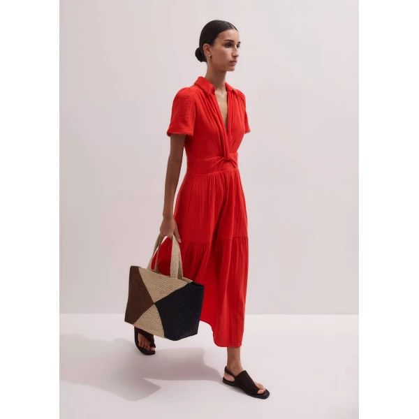 Cotton Cheesecloth – luxury British Red in Me and Em exclusively at Luxury Shoes 