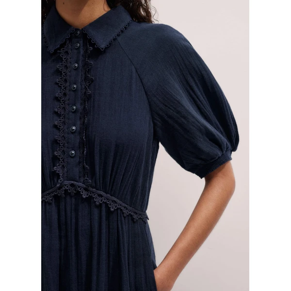 Cotton Cheesecloth – luxury British Blue in Me and Em exclusively at Luxury Shoes 