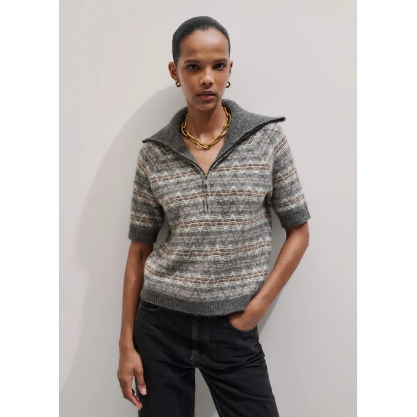 Me + Em Half Zip Knit Tee