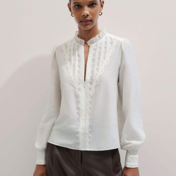 Me and Em Lace Trim Top
Cotton + Silk Top, view 6