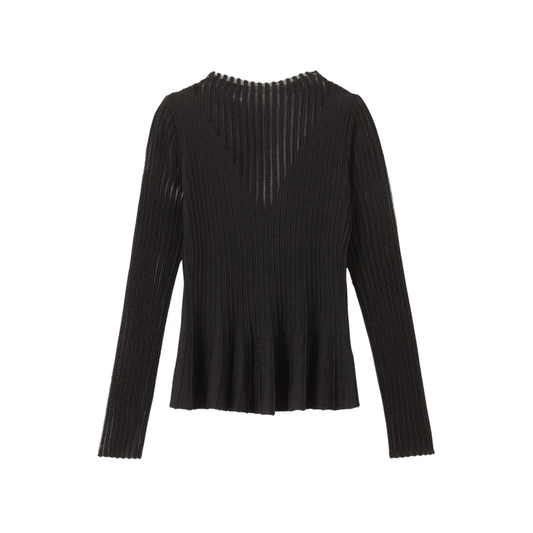 Me and Em Sheer Knit Peplum Top