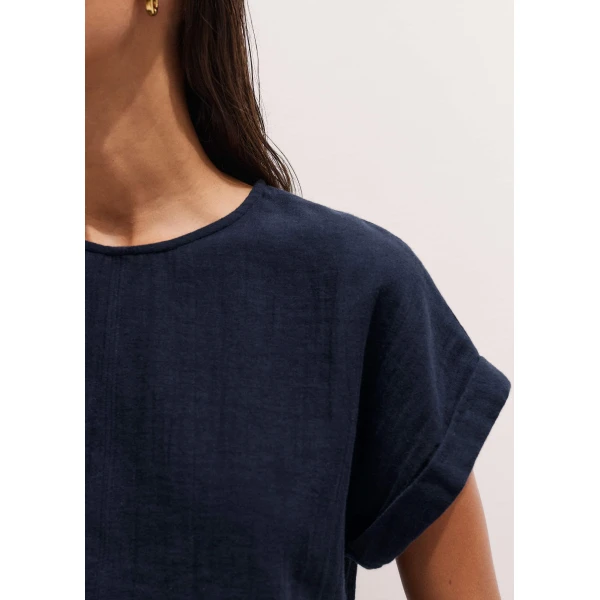 Cotton Cheesecloth – luxury British Blue in Me and Em exclusively at Luxury Shoes 