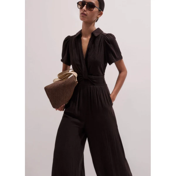 Cotton Cheesecloth – luxury British Brown in Me and Em exclusively at Luxury Shoes 