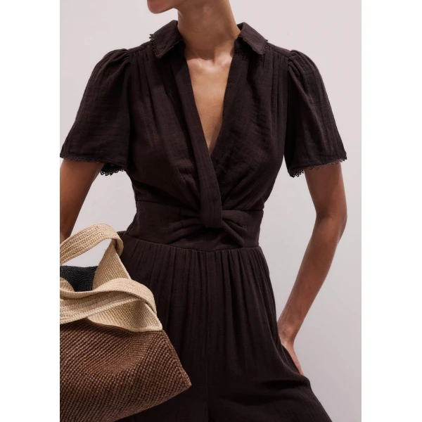 Cotton Cheesecloth – luxury British Brown in Me and Em exclusively at Luxury Shoes 