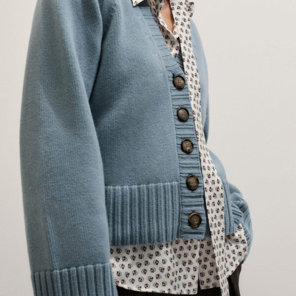 Me and Em V-Neck Raglan Cardigan
Merino + Cashmere Knit, view 5