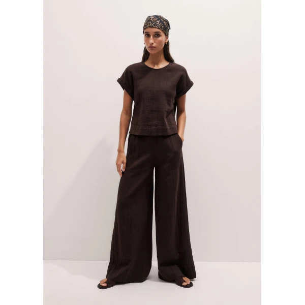Cotton Cheesecloth – luxury British Brown in Me and Em exclusively at Luxury Shoes 