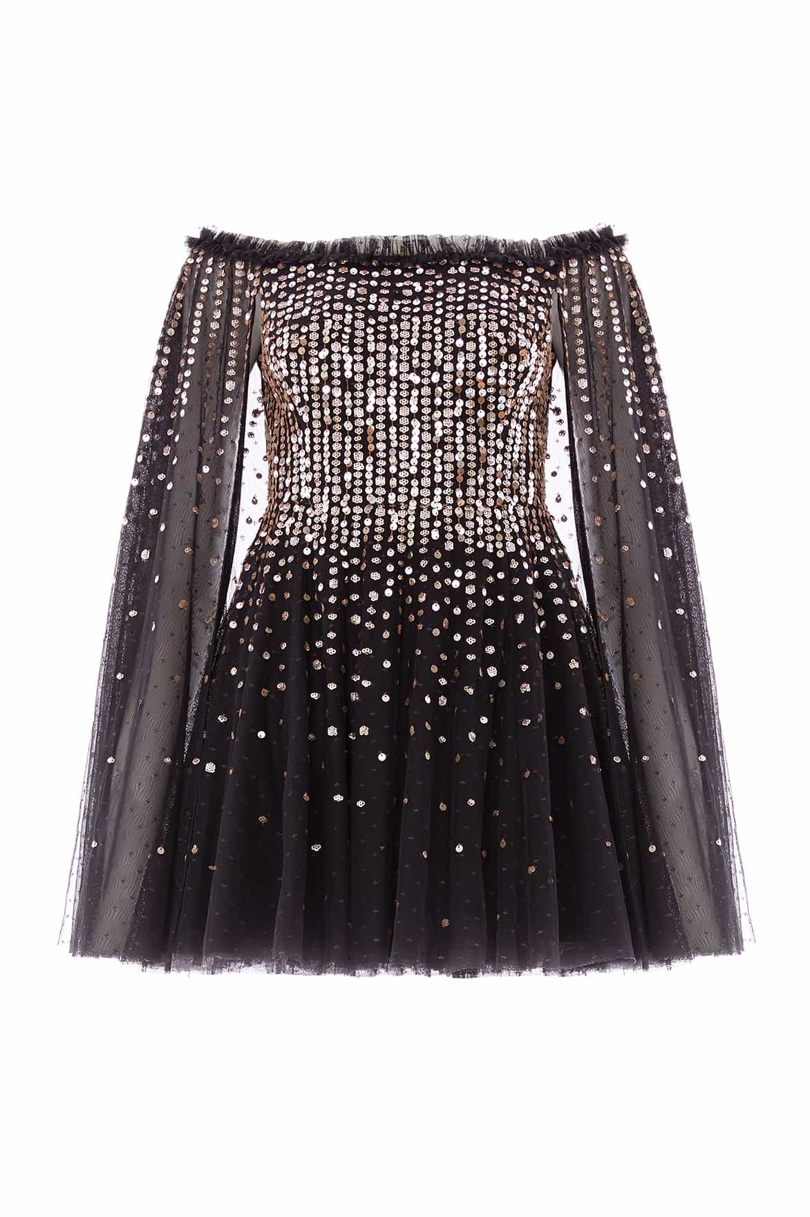 Needle and Thread Moonlight Sequin Cape Micro Mini Dress