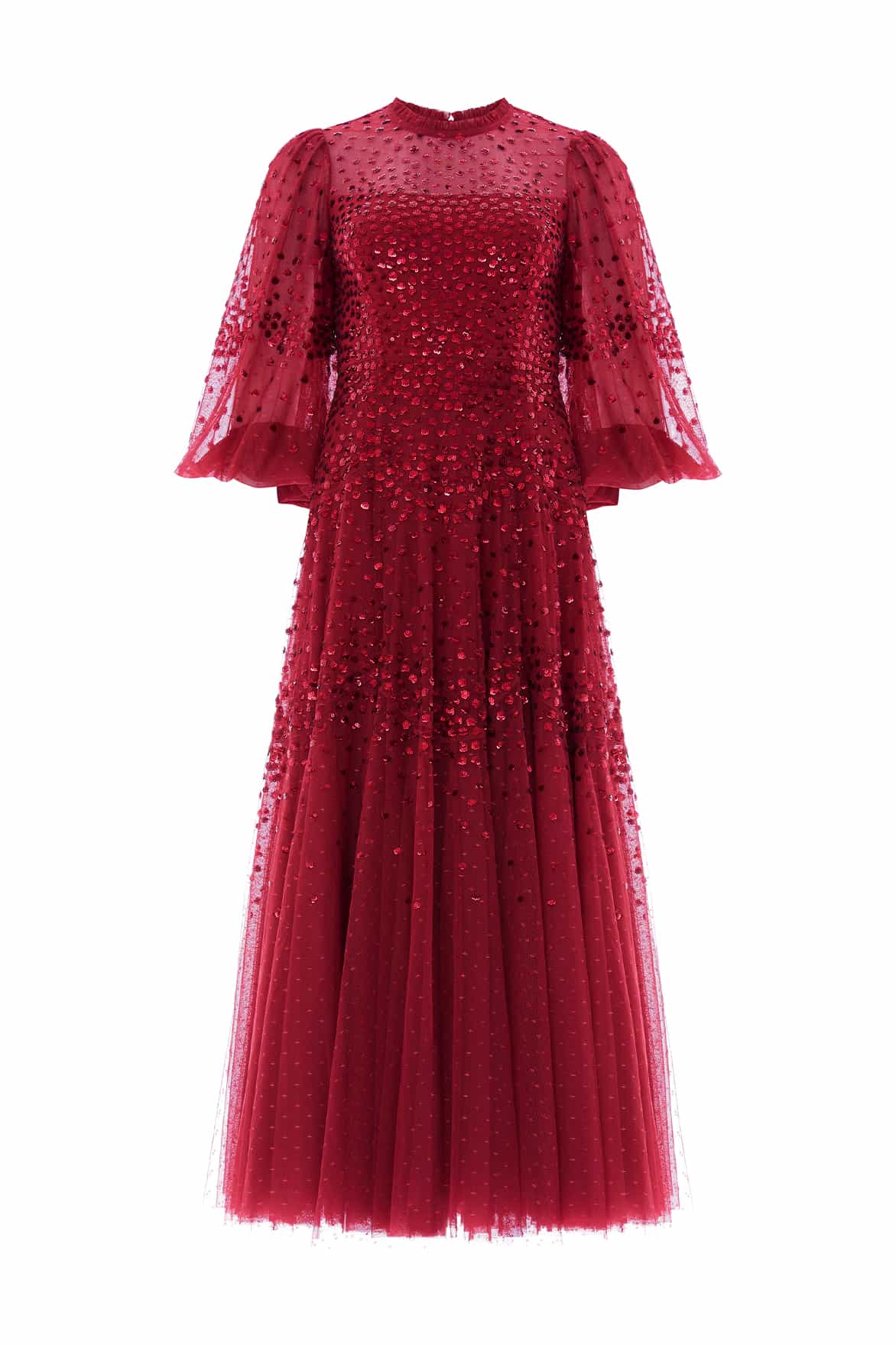 Needle and Thread Scallop Sequin Round Neck Ankle Gown