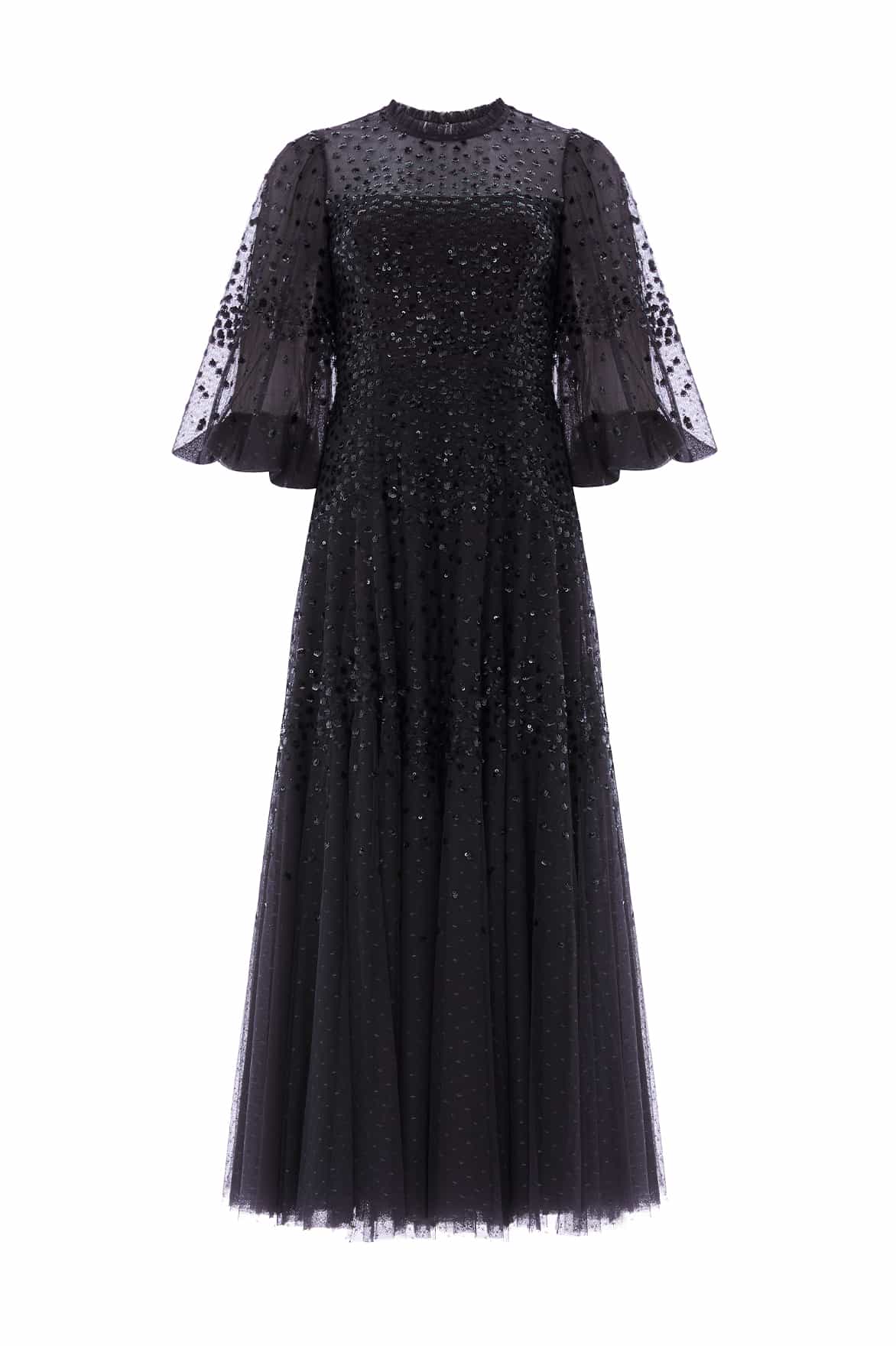 Needle and Thread Scallop Sequin Round Neck Ankle Gown