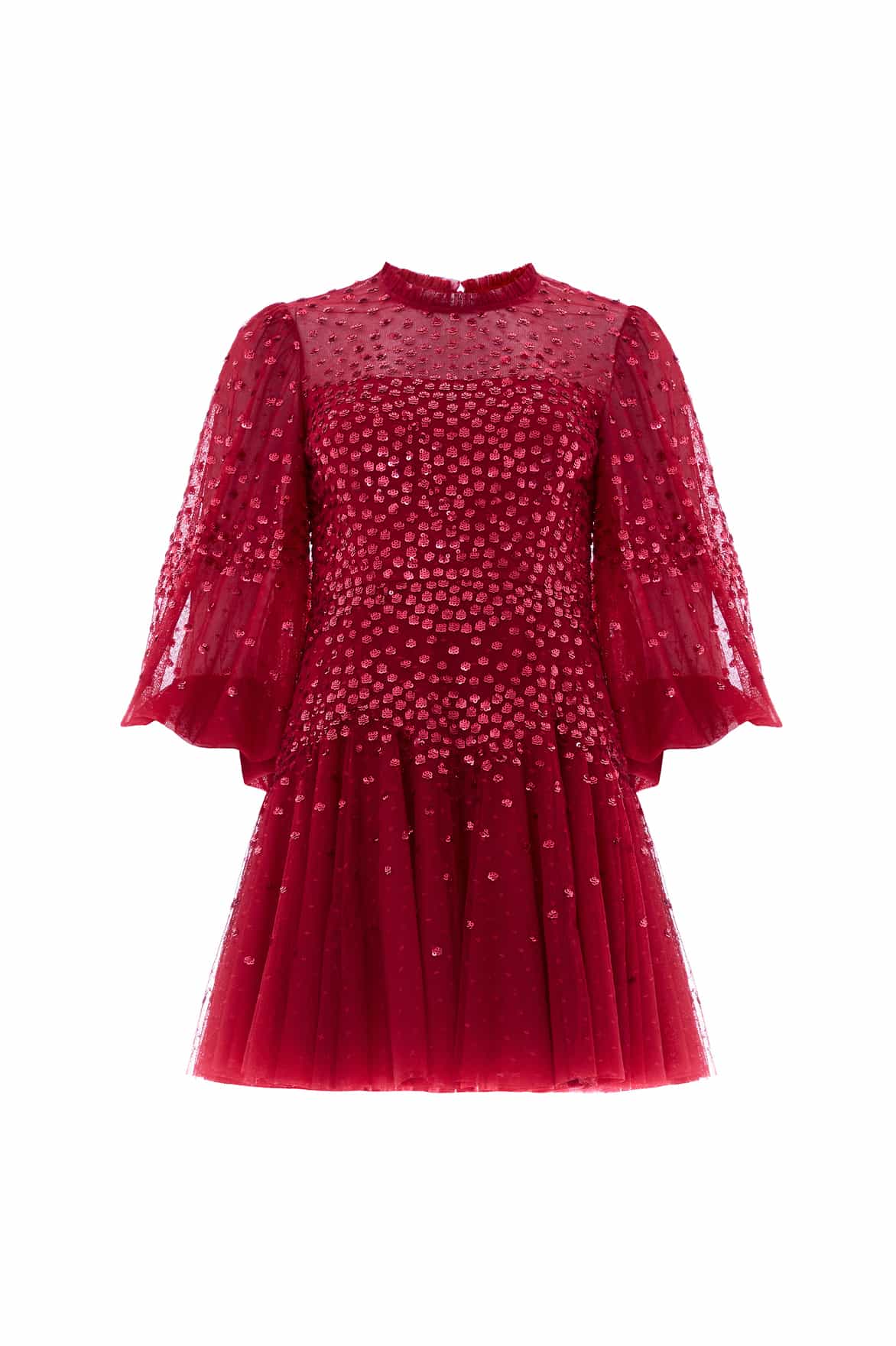 Needle and Thread Scallop Sequin Round Neck Micro Mini Dress