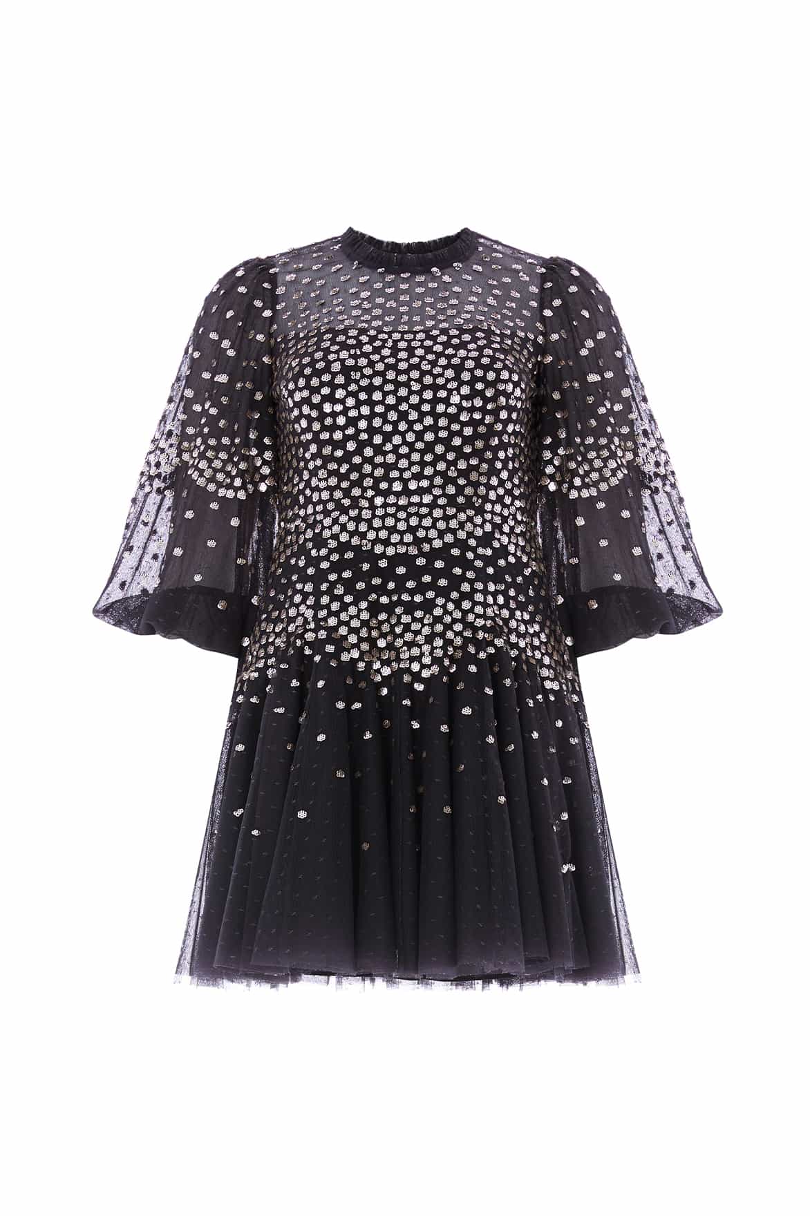 Needle and Thread Scallop Sequin Round Neck Micro Mini Dress