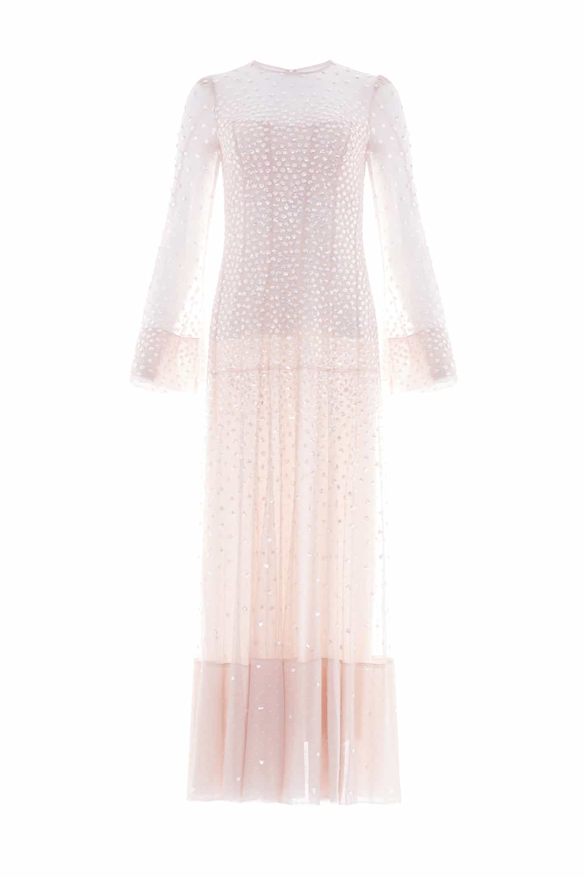 Needle and Thread Sequin Cascade Long Sleeve Ankle Gown