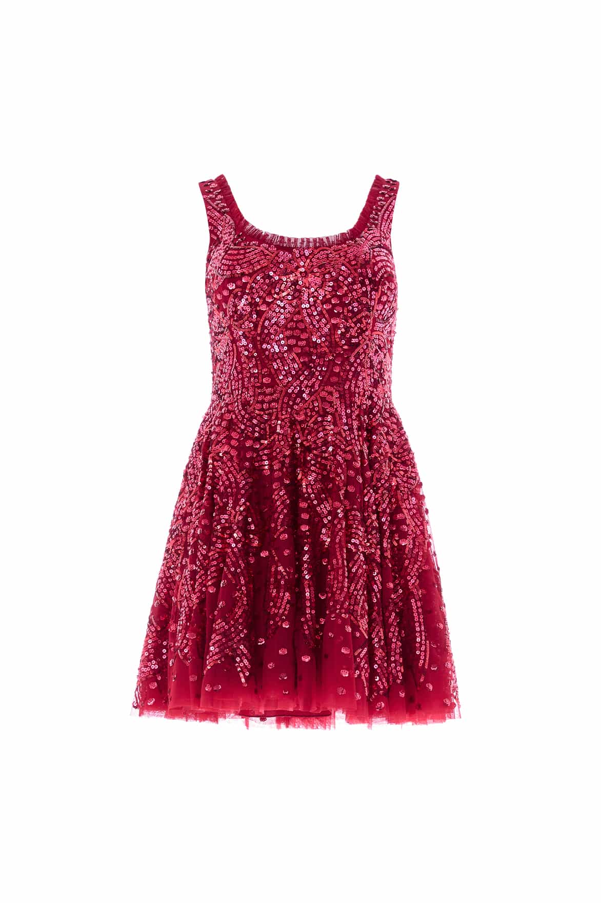 Needle and Thread Sequin Ribbon Scoop Neck Micro Mini Dress