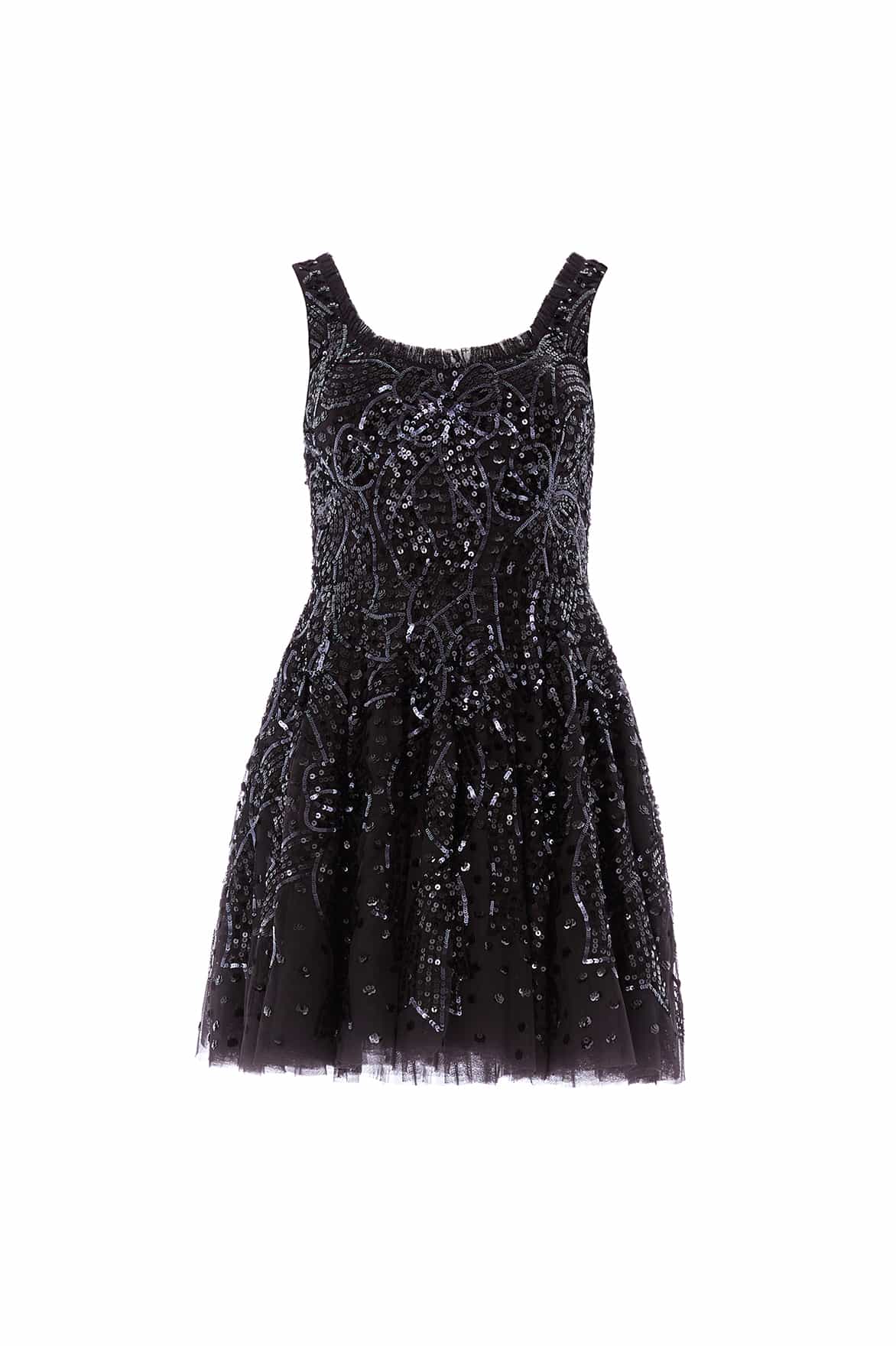 Needle and Thread Sequin Ribbon Scoop Neck Micro Mini Dress