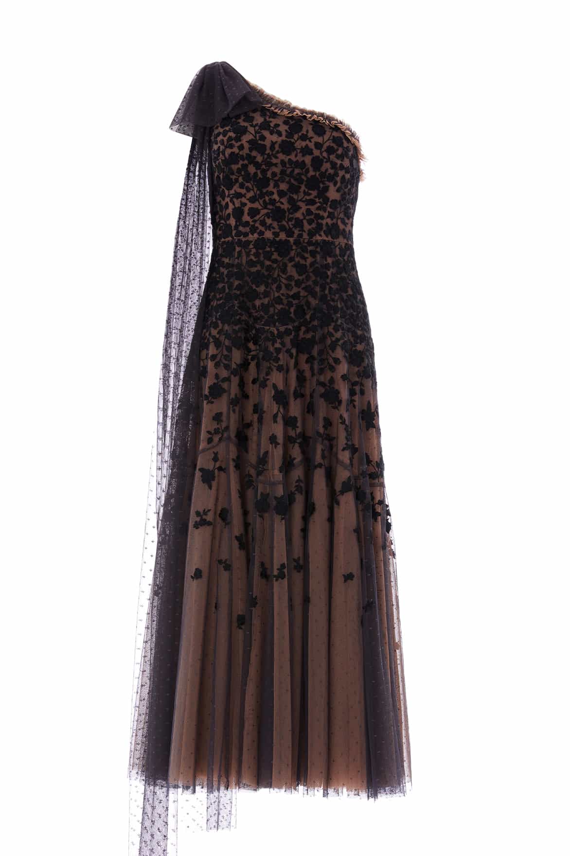 Needle and Thread Sylvia Rose One-Shoulder Bow Ankle Gown