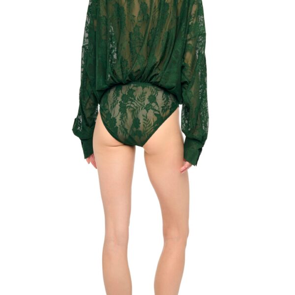 Norma Kamali Super Os Bf Nk Shirt Bodysuit W/ Bow, view 3