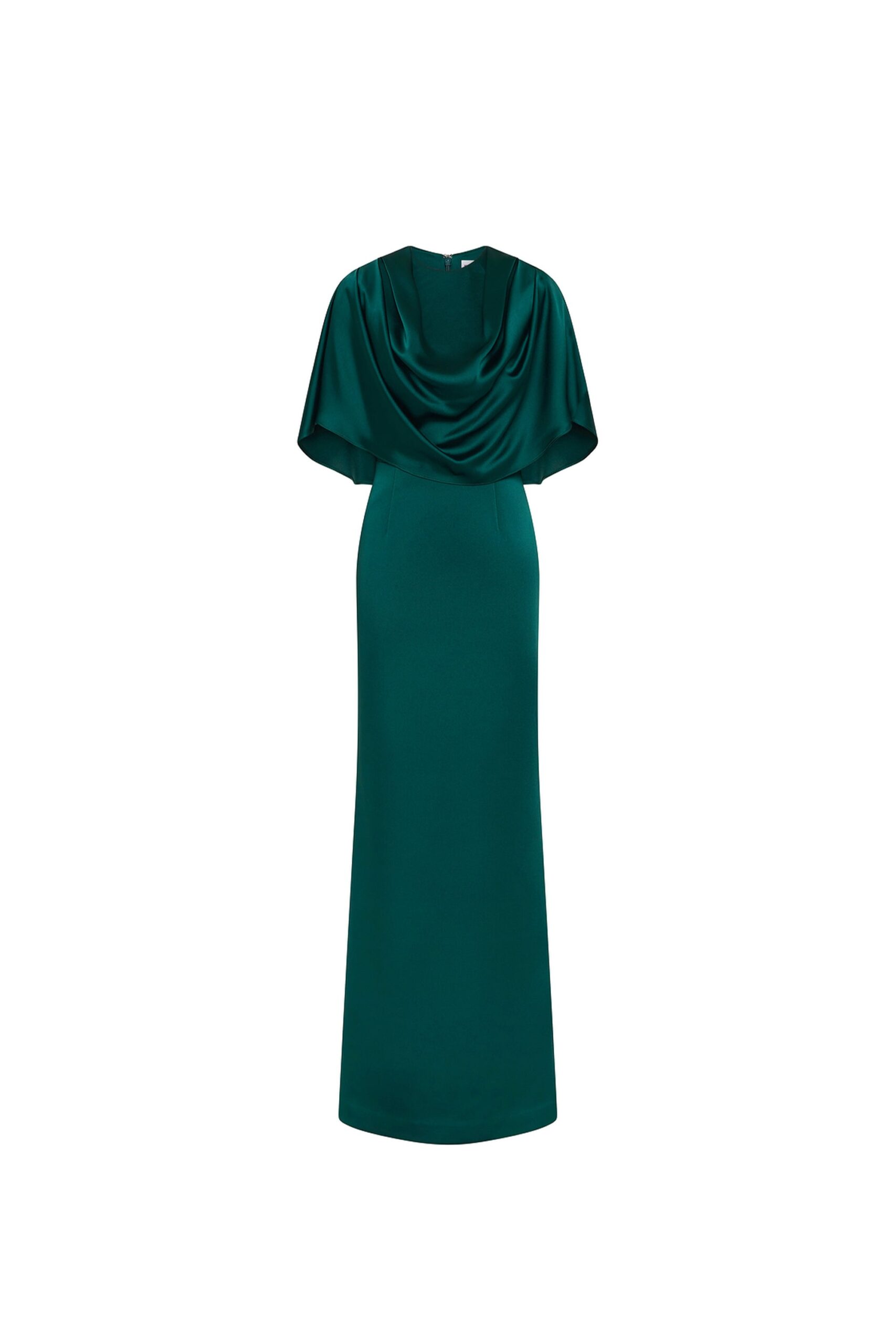 Rebecca Vallance Ellerie Cape Gown Rebecca Vallance Green Dresses The Ellerie Cape Gown in forest green embodies timeless sophistication