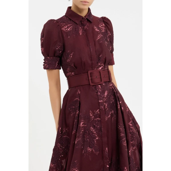 Rebecca Vallance Red Dresses The Arlette Short Sleeve Gown stuns in a rich wine hue