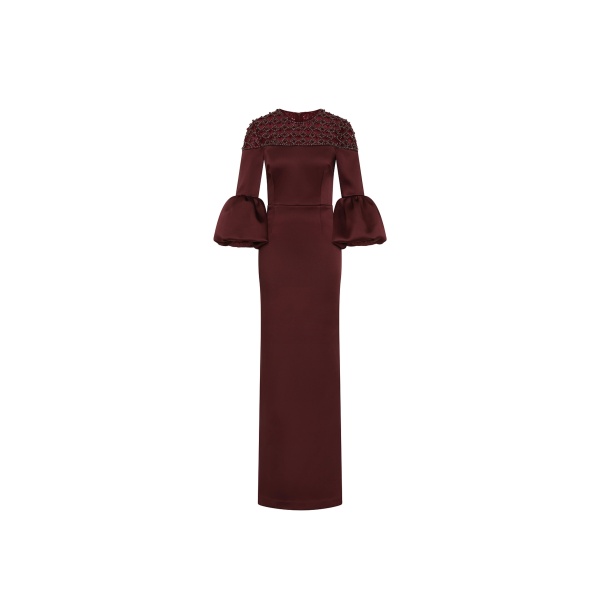 Rebecca Vallance Red Dresses The Alora Gown radiates timeless sophistication in a rich wine hue
