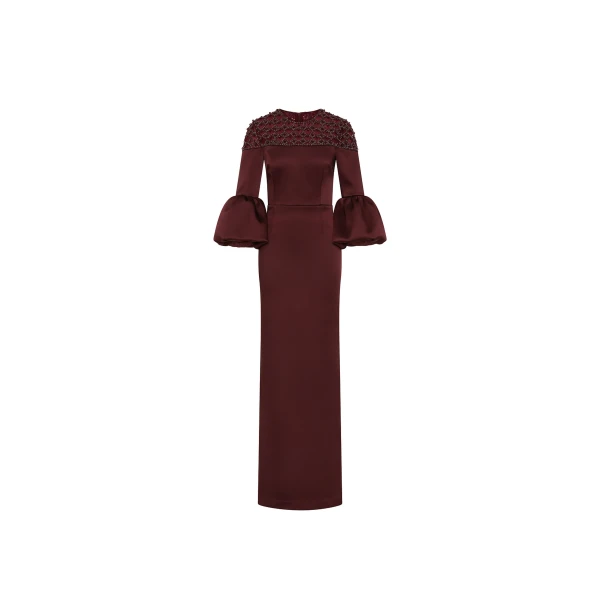 Rebecca Vallance Red Dresses The Alora Gown radiates timeless sophistication in a rich wine hue