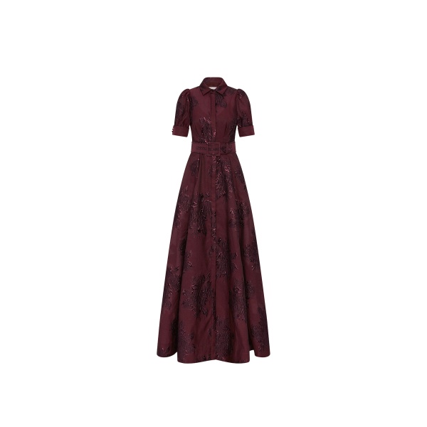 Rebecca Vallance Red Dresses The Arlette Short Sleeve Gown stuns in a rich wine hue