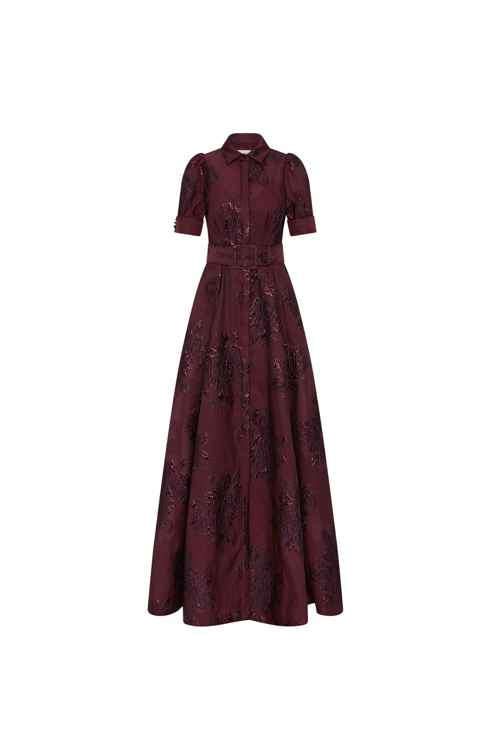 Rebecca Vallance Arlette Short Sleeve Gown Rebecca Vallance Red Dresses The Arlette Short Sleeve Gown stuns in a rich wine hue