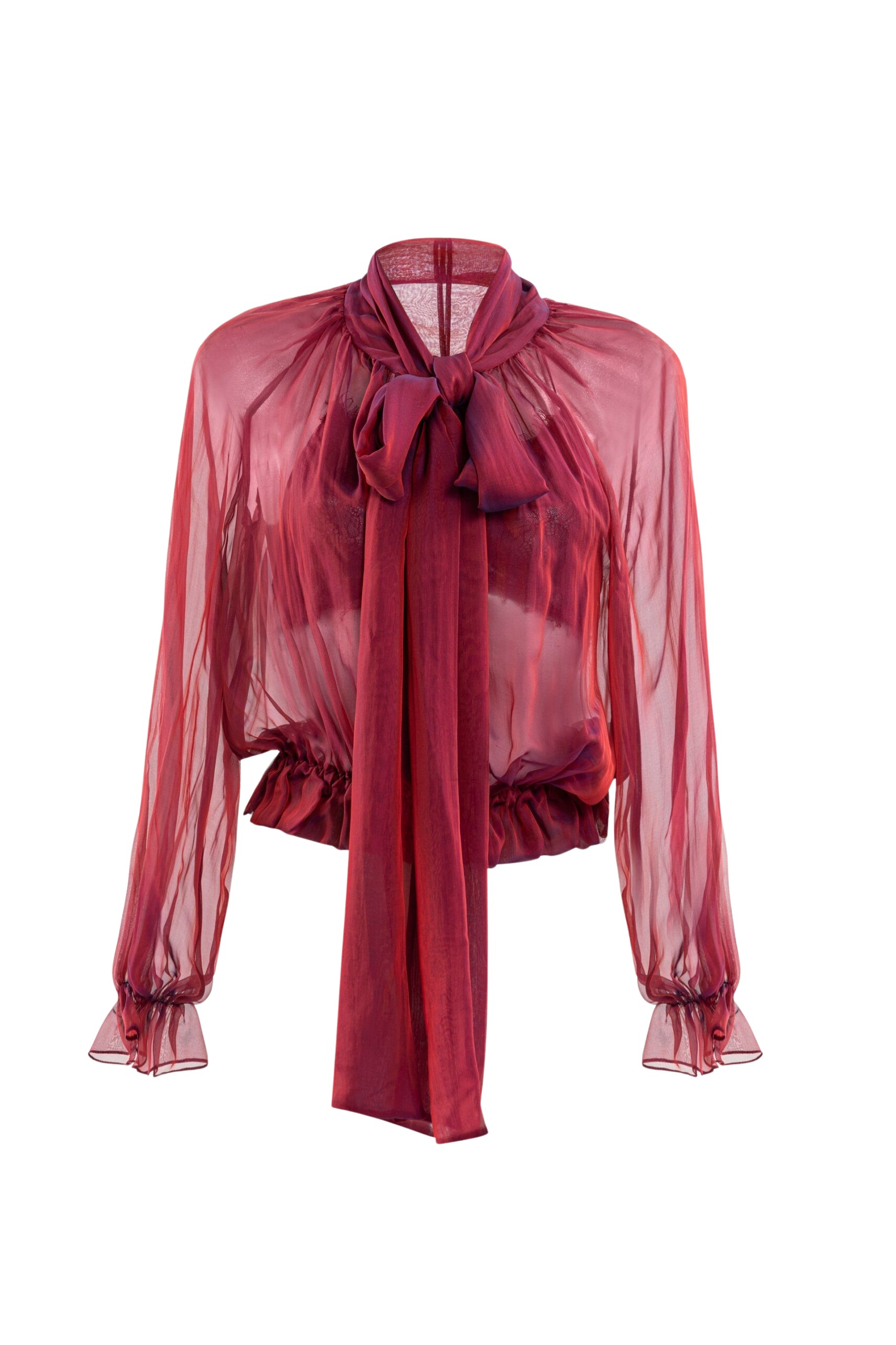 Saiid Kobeisy Chiffon bow chemise Top