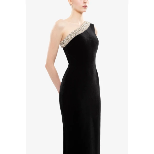 Saiid Kobeisy Crystal Embellished One-Shoulder Dress