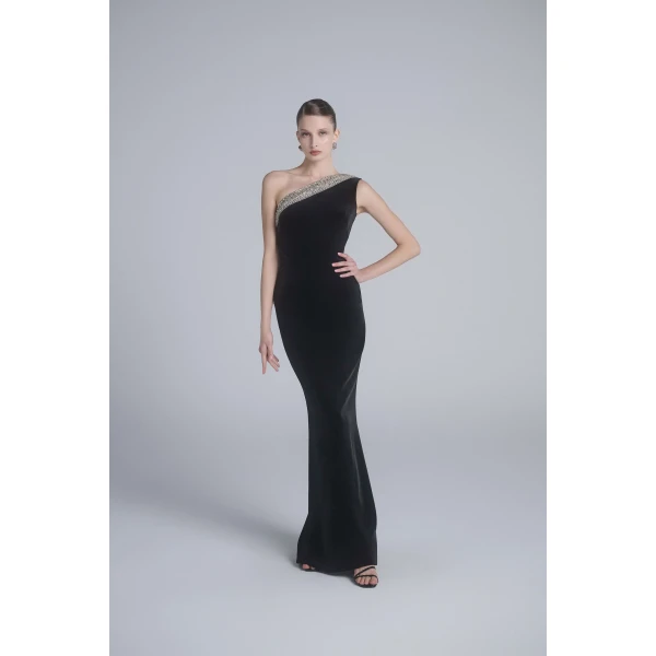 Saiid Kobeisy Crystal Embellished One-Shoulder Dress