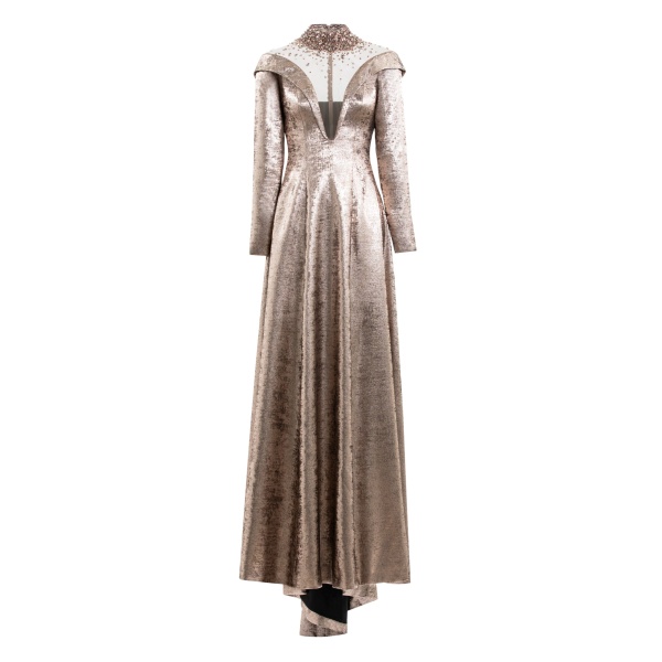 Saiid Kobeisy Embellished Off-Shoulder Lamé Dress