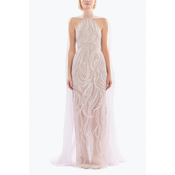 Saiid Kobeisy Embellished halter neck long dress
