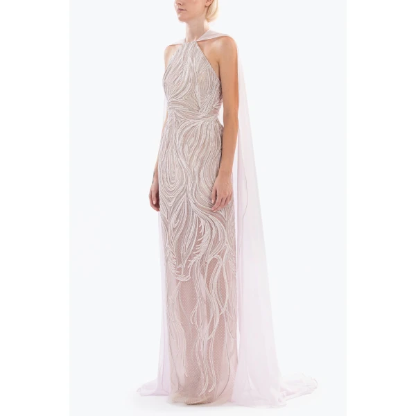 Saiid Kobeisy Embellished halter neck long dress