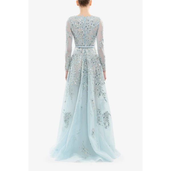 Saiid Kobeisy Embroidered Tulle Long Dress