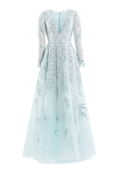 Saiid Kobeisy Embroidered Tulle Long Dress