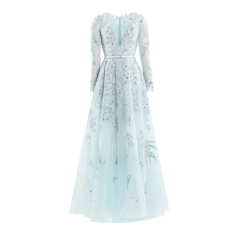 Saiid Kobeisy Embroidered Tulle Long Dress