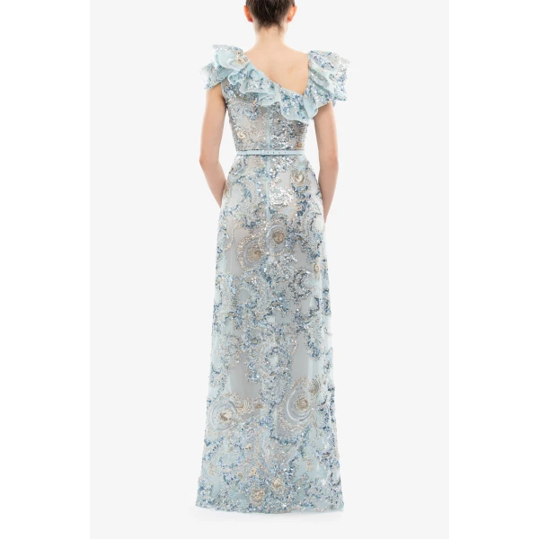 Saiid Kobeisy Embroidered Tulle Ruffled Dress
