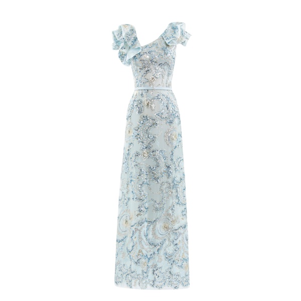 Saiid Kobeisy Embroidered Tulle Ruffled Dress