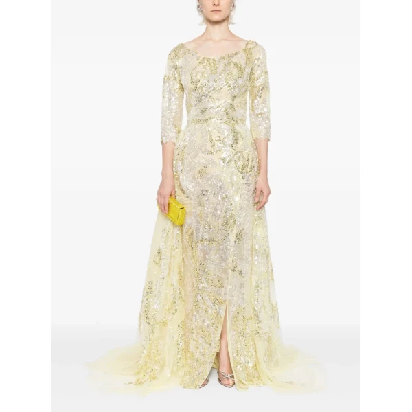 Saiid Kobeisy Embroidered long dress with overskirt