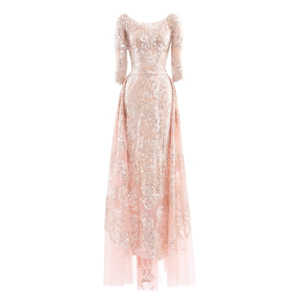 Saiid Kobeisy Embroidered long dress with overskirt