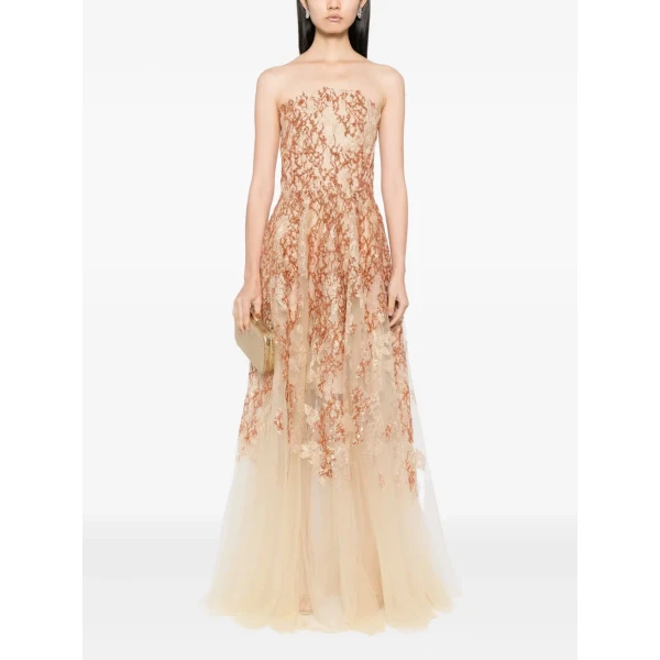 Saiid Kobeisy Embroidered strapless dress