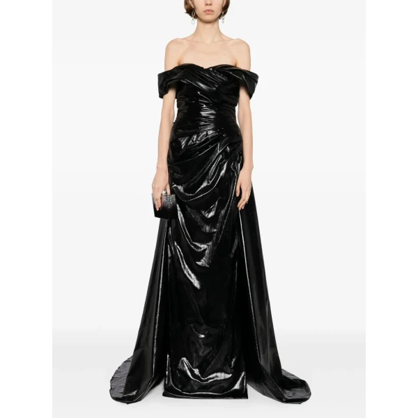 Saiid Kobeisy Gold lame off-shoulder dress